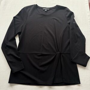 INC International Concepts Black Long Sleeve Top Twist Front L
